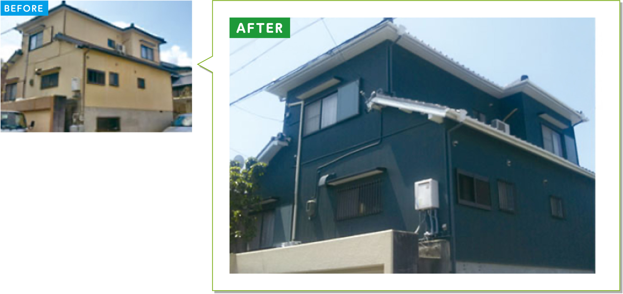 戸建住宅の外壁施工事例09：窯業系サイディングの外壁をガルバリウムカバー工法に